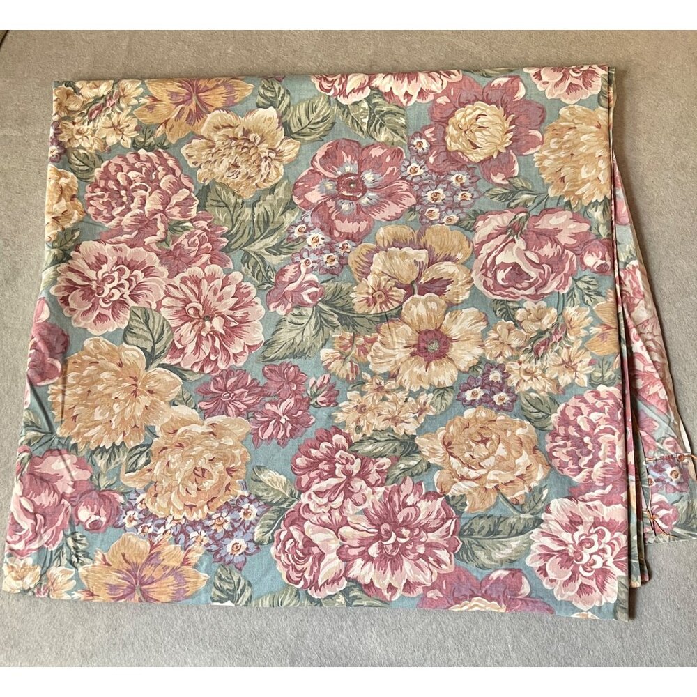 Wamsutta Queen Flat Sheet Floral Multicolor Cotton Blend VTG Cottage Core